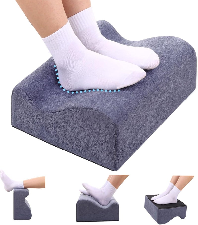 COMFelicify Foot Rest for Under Desk at Work, Ergonomic Under Desk Footrest with Washable Cover, Memory Foam Foot Stool for Office Chair & Gaming Chair, Back & Hip Pain Relief, Blue - Image 1